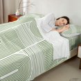 thumbnail image 4 of Castle Fairy Boho Linear Arch Pattern King Sheets 4pcs,Retro Curved Strip Graphic Bedding,White Sage Green,1 Flat Sheet, 1 Fitted Sheet and 2 Pillowcases, 4 of 7