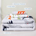 thumbnail image 3 of PERFEMET 4-Piece Toddler Bedding Set - Ultra Soft Cartoon Jurassic Dinosaur Print Boys Toddler Comforter Set - Include Comforter, Flat Sheet, Fitted Sheet and Reversible Pillowcase, Gray Dinosaur, 3 of 6