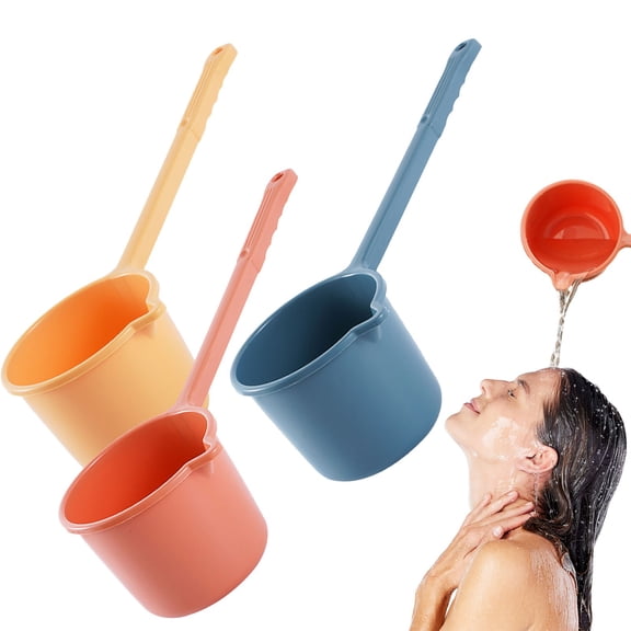 Cooking Utensils Set Clearance! Shampoo Spoon Water Spoon Long Handled Utensils Shampoo Rinse Cup Bathroom Bucket Watering Water Shower Bucket Japanese Bath Stool Long Handled Water Pp Orange