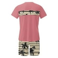 thumbnail image 5 of VBTAPA Mens Casual 2 Piece Outfits Tropical Printed Crew Neck Short Sleeve T Shirts and Shorts Tracksuit Set Summer Jogging Workout Sets Limited Time Sales Pink XXXXL, 5 of 6