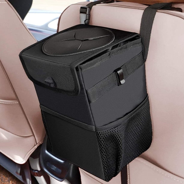 Cubo de basura para coche, con tapa y bolsillos laterales de almacenamiento, bolsa de almacenamiento plegable e impermeable para coche, organizador de coche, cubo de basura para coche, SUV, camión