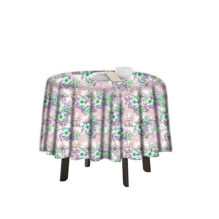 

eloria Floral Printed Round Table Cloth Resistant Washable Decorative Table Cover for Dining Table