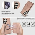 thumbnail image 4 of 2 in 1 Detachable Magnetic Phone Cases Compatible with Samsung Galaxy S25 Ultra, with Credit Card Holder, Classic Durable Premium PU Leather Kickstand Rugged Flip Cover for Women Men, Rosegold, 4 of 6