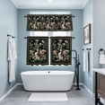 thumbnail image 6 of Spring Watercolor Flower Leaf on Black Curtain Tier and Valance Set 3 Piece, Ethnic Retro Floral Art 3-inch Rod Pocket Window Tier Curtains Valance for Kitchen Living Room, 6 of 9
