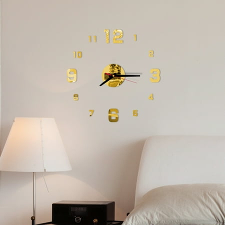 EXHUMKY Large Modern Golden Acrylic Frameless Wall Clock, Stylish Decorative Timepiece for Home and Office Wall Decor