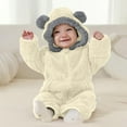 thumbnail image 1 of Cowsor Newborn Baby Bear Outfit Girls Boys Winter Fleece Clothes Hooded Romper Set, 1 of 7