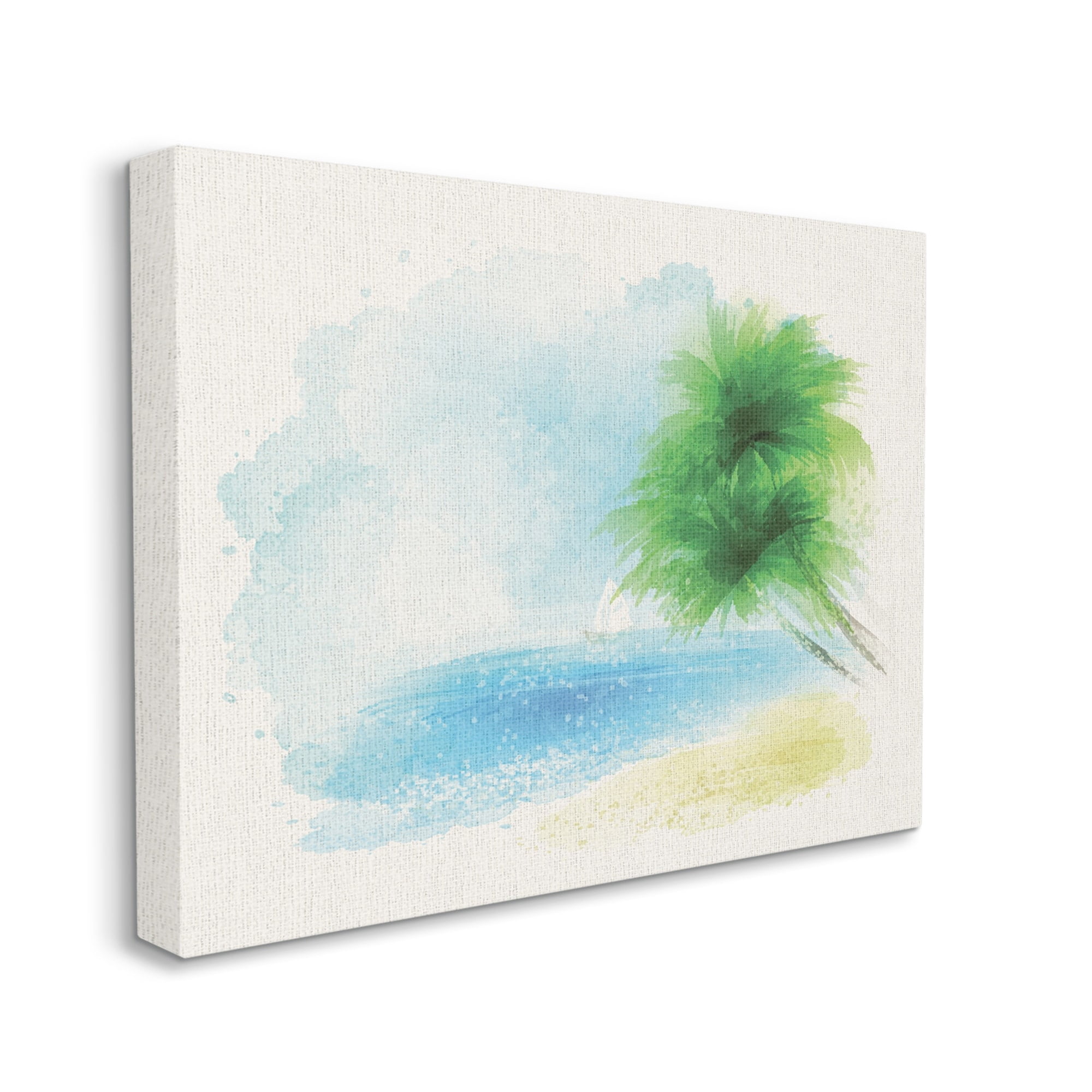 Stupell Industries Simple Palm Tree Beach Painting Coastal Painting Gallery Wrapped Canvas Print Wall Art
