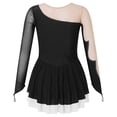 thumbnail image 2 of Alvivi Kids Girls Rhinestone Mesh Splice Figure Ice Skating Dress Gymnastics Bodysuit Black 8, 2 of 5