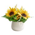 thumbnail image 1 of Flores artificiales con jarrón de cerámica, paisaje de bonsái de flores para dormitorio interior Girasol Zulema Bonsai en maceta, 1 of 7