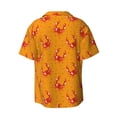 thumbnail image 6 of Lsque Red Crab print Men's Cuban Collar Short Sleeve Shirt Summer Beachwear Casual Button Down Fashionable Vacation Leisure Shirt-4X-Large, 6 of 7