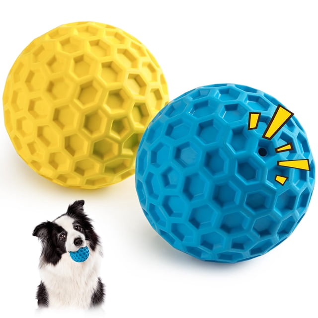 Juguete para perros HIPPIH Indestructible Squeaky Balls, paquete de 2 unidades para perros