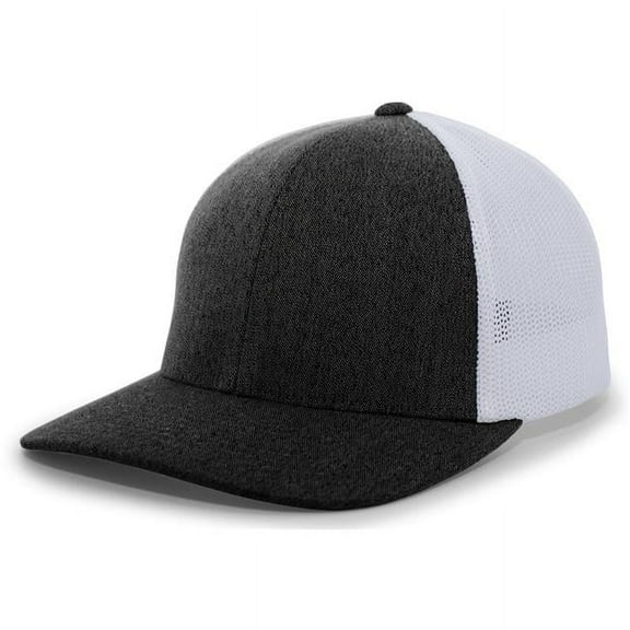 Pacific Headwear Adult Trucker Hat Unisex Black Heather/White Xs