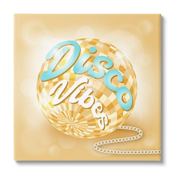 Stupell Industries Disco Vibes Yellow & Blue Phrase Beauty & Fashion Painting Gallery Wrapped Canvas Print Wall Art