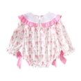 thumbnail image 6 of Wxirdiow Girls' Clothing Sets Baby Girl Outfit Embroidery Long Sleeve Striped Smocked Romper Cute Doll Collar Bodysuits Light Pink Size,6-12 Months, 6 of 6
