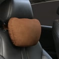 thumbnail image 2 of Qholemyo Leather Velvet Car Neck Pillow Cervical Support Pillow Travel Essentials Car Headrest Lumbar Cushion For Sports Chair, 2 of 9