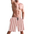 thumbnail image 5 of Dailycode Men's Quick Dry Swim Trunks Beach Shorts Casual Summer Board Shorts with Pockets, Pinkish Red and White Stripes, 5 of 8