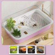 Reptile Terrarium with Basking Area & Water Basin, Easy Clean Turtle Tank Habitat