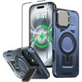 thumbnail image 1 of KOMI for iPhone 16E MagSafe Case with Adjustable Metal Camera Lens Cover Stand with 1 Screen Protector,[Mil-Grade Protect] Rugged Heavy Duty Magnetic Case for iPhone 16e / iPhone SE4 6.1" Blue, 1 of 5