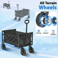 thumbnail image 5 of YUWENUS Collapsible Wagon 150L Capacity Beach Wagon Foldable Lightweight Wagon with Wheels for Camping, Beach, Black, 5 of 8