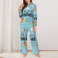 thumbnail image 3 of Kll Let'S Go On An Adventure Print Women'S Long Sleeve Pajamas With Pants Sleepwear Loungewear 2 Set-Small, 3 of 9
