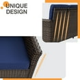thumbnail image 3 of COOS BAY Harbor Retreat 3-Piece Mix Brown Rattan Wicker Outdoor Patio Conversation Set 3-Seat Sofa Set with Curved Armrest, Ottomans, Blue Cushions, 3 of 11
