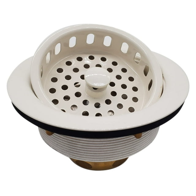 Westbrass D214-51 Colador De Cesta Para Fregadero De Cocina Grande Estilo Poste De 3-1/2 Pulgadas, 1 Paquete Con Recubrimiento En Polvo Almendra