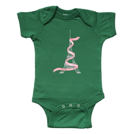 

Inktastic White Eiffel Tower with Pink Ribbon Gift Baby Boy or Baby Girl Bodysuit