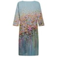 thumbnail image 5 of Pntutb Robe de Mode pour Femme Robes pour Femmes à Manches 3/4 Mode Fleurs Imprimées Taille Robe d'Été Col en V Robe Longueur Genou, 5 of 5