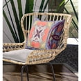 thumbnail image 3 of Pastel Carrés Fleuris Intérieur/extérieur Tissu Oreiller avec Zip -Violet Orange 16x16, 3 of 4