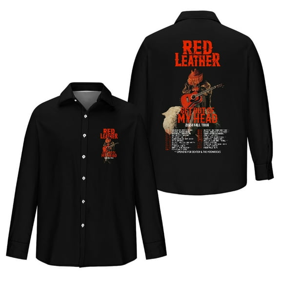 Red Leather Get Out Of My Head 2024 Fall Tour Long Sleeved Shirts Fashion V-neck Shirt