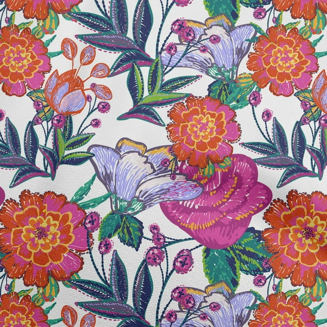 oneOone Polyester Lycra Fuschia Pink Fabric Florals Craft Projects Decor Fabric Printed By The Yard 56 Inch Wide