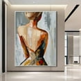 thumbnail image 2 of Original portrait, elegant female acrylic abstract oil painting, original handmade oil painting, female gift, living room wall decoration,91*61cm (36*24) inches,stretched + black frame, 2 of 5