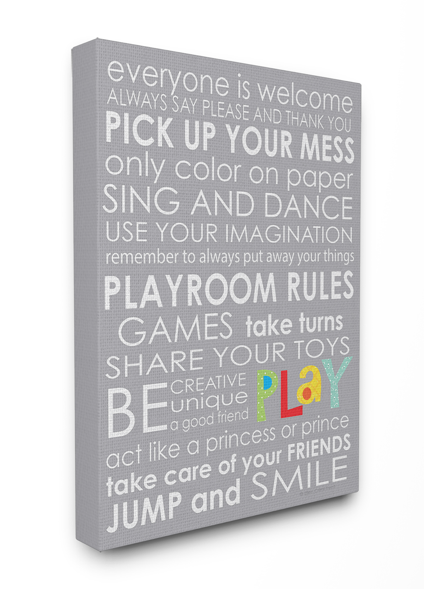 Stupell Kids Playroom Rules Wall Plaque - Pink Green Blue Rectangle, Made In USA