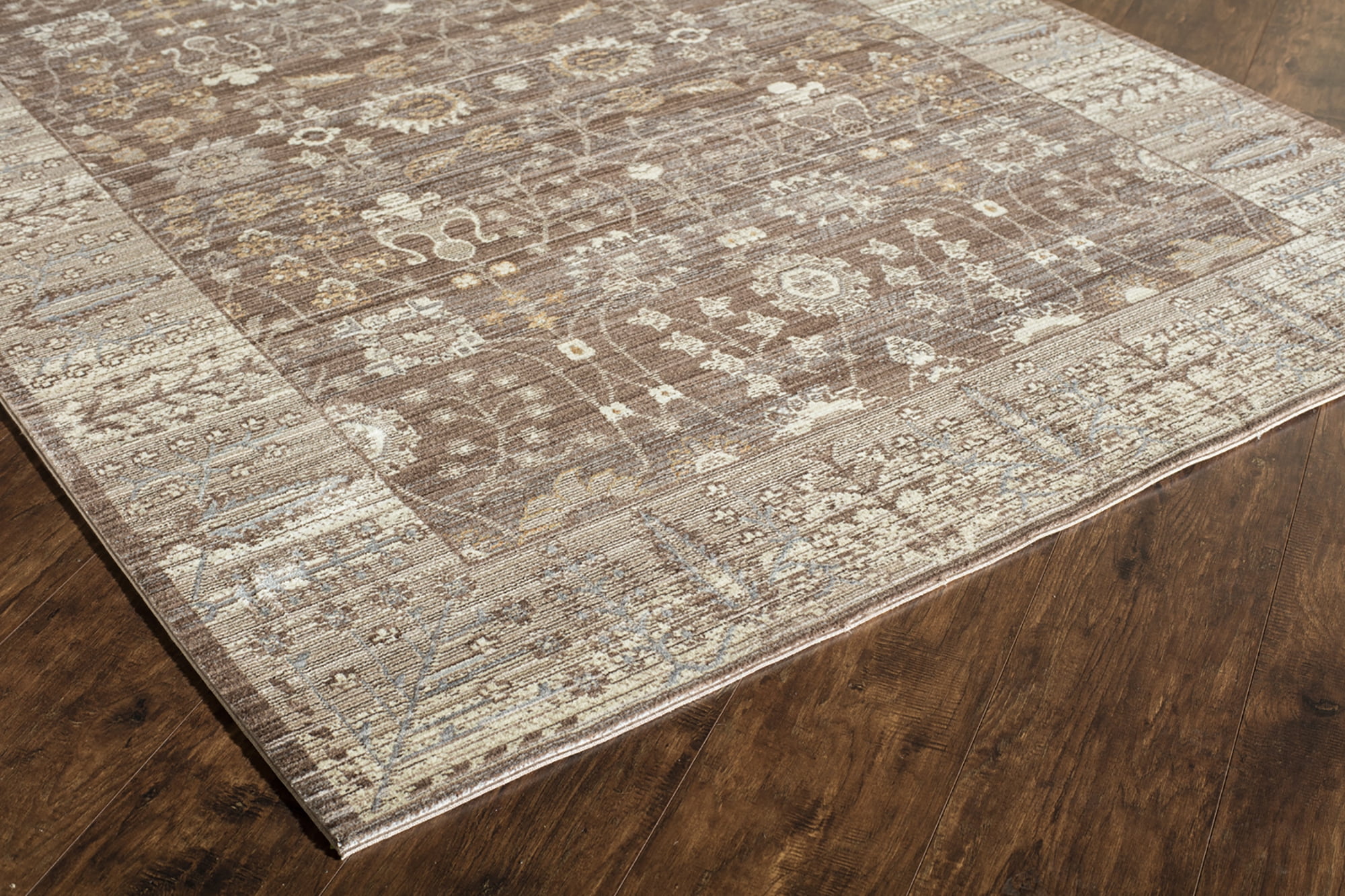 Rugs America Asteria Collection Brown Taupe AI350A Transitional Floral
