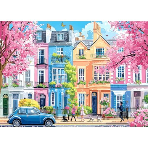 wooden puzzle Colorful European Houses Intelligent Game Fit togather a magic Art for home Decoration or Prensent 500 pieces