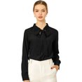thumbnail image 1 of Camisa Casual Con Botones Manga Larga Corbata De Lazo Para Mujer Negro S, 1 of 6