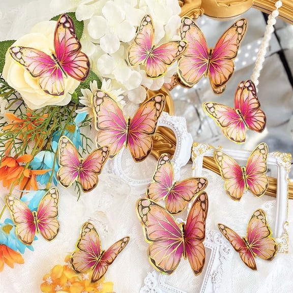 Wall stickers,12 Pcs 3D Butterfly Wall Decor Wall Stickers Stereoscopic Decorative Background Decoration 12 Butterflies Decorations For Birthday Party Decorations Removable Butterfly Wall