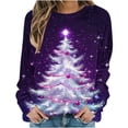 thumbnail image 2 of FDGIU Women's Christmas Graphic Tunic Tops - Soft Long Sleeve Crewneck Blouses with Xmas Tree Prints, Holiday Party Tees, 2 of 6