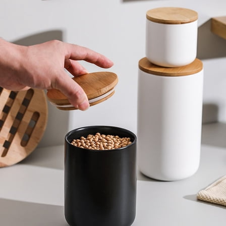 HEANUJJ Whamvox White Ceramic Airtight Canister for Kitchen Storage, Grains, Coffee, Tea, Food Container