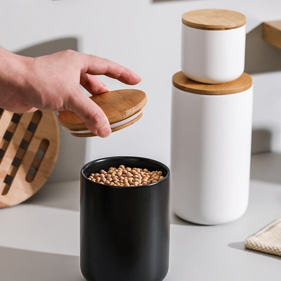HEANUJJ Whamvox White Ceramic Airtight Canister for Kitchen Storage, Grains, Coffee, Tea, Food Container