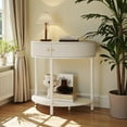 thumbnail image 2 of Tcbosik Console Table with 2 Drawers, Semi-Circle Entryway Table with Open Shelf, Half-Moon Foyer Table for Living Room, Hallway, Easy Assembly, Cream White, 2 of 8