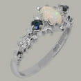thumbnail image 2 of LBG British Made 14k White Gold Ring with Natural Opal & Sapphire Womens Engagement Ring - 33 size options - Size 7.25, 2 of 8