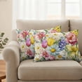 thumbnail image 2 of Spring Flowers Pillow Covers 2 Pack Vintage Watercolor Pink White Blue Purple Floral Leaf Pillowcase Waterproof Outdoor Throw Pillow Cover for Patio Balcony Rectangular Cushion 20”x12”, 2 of 9
