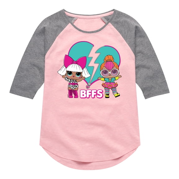 LOL Surprise! Dolls - Heart Mended BFFS - Deva & Neon QT - Toddler & Youth Girls Raglan Graphic T-Shirt