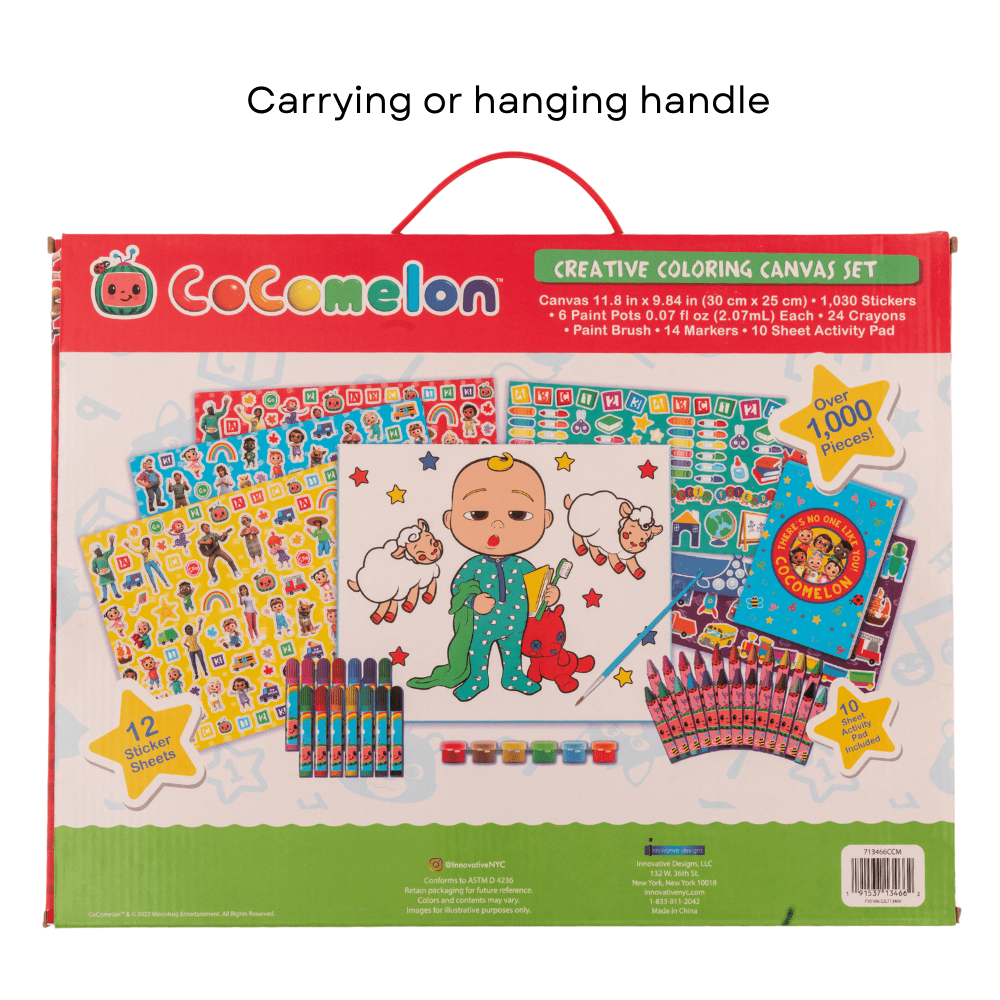 CoComelon Kids Art Set Stickers Markers and Paint Canvas 1000+ Piece Set