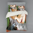 thumbnail image 2 of Ambesonne Animal Bedding Set 3 Pcs, Geometric Mosaic Kitten, Twin, Multicolor, 2 of 3