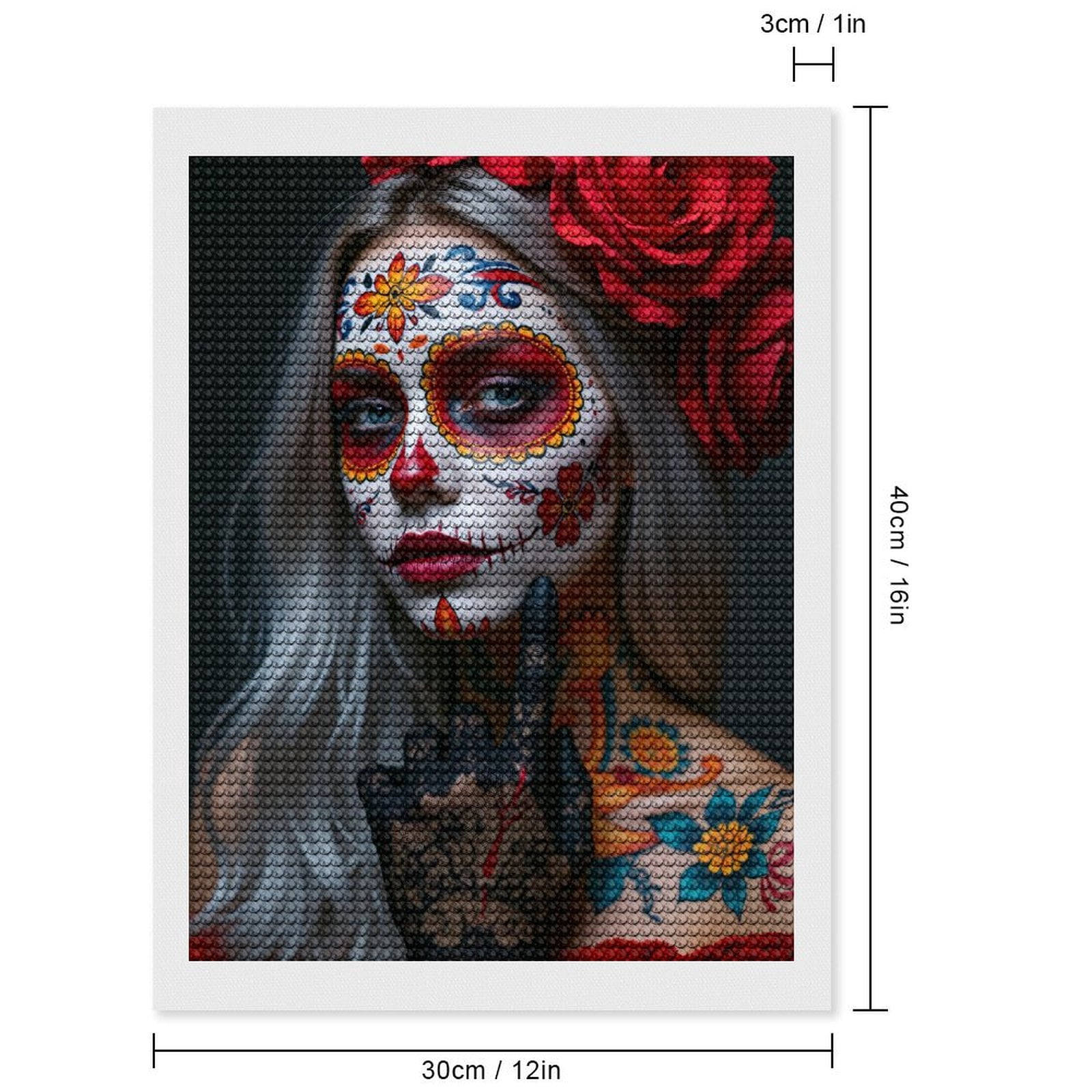 Diamond Art Kits for Adults, Colorful Face Paint Floral Art 5D Diamond Painting Kits for Adults Beginners, DIY Full Drill Diamond Painting, Gem Art and Crafts 12x16