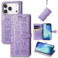 thumbnail image 2 of Funda Cartera FOXDOCK para iPhone 17 Pro , Flip PU con Relieve de Gatos y Perros, Tarjetero y Soporte, 2 of 6