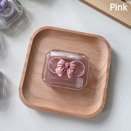 Eyewear Accessories Portable Rubber Band Transparent Glasses Storage Holder Contact Lens Box Glasses Lens Container Contact Lens Case PINK