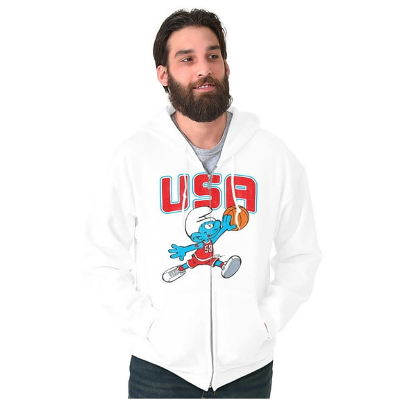 The Smurfs Basketball Player Team USA Zip Hoodie Sweatshirt Men Brisco Brands S